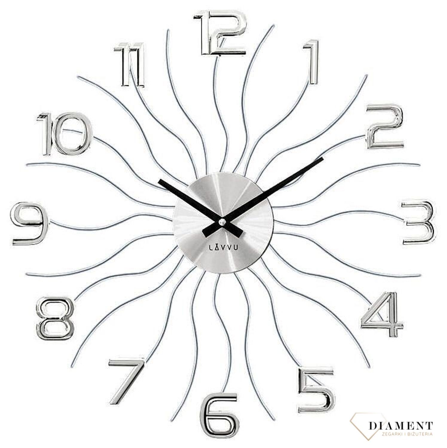 Zegar ścienny 49cm z kryształkami Cristal LAVVU srebrny LCT1220.jpg
