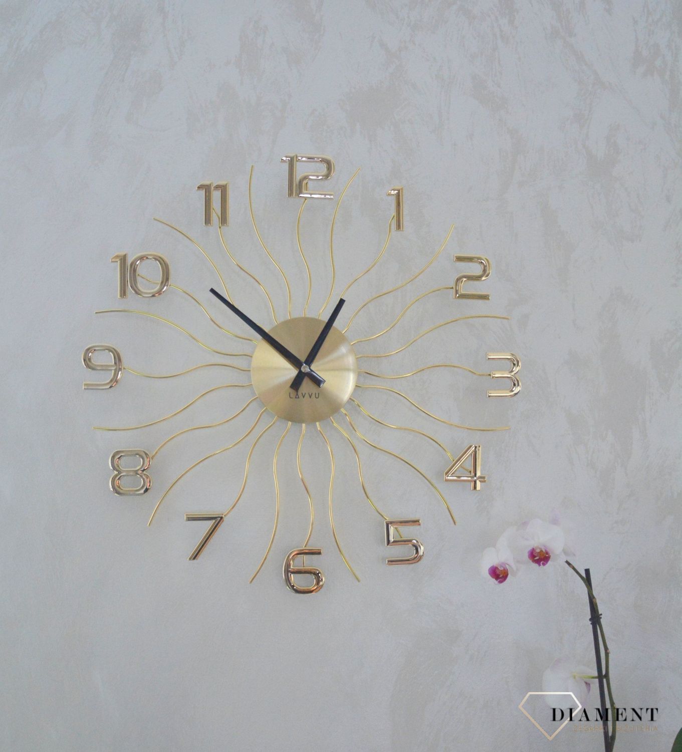 Zegar ścienny LAVVU Sun LCT1221 ✅ Nowoczesny zegar na ścianę w kolorze złotym ✅.jpg