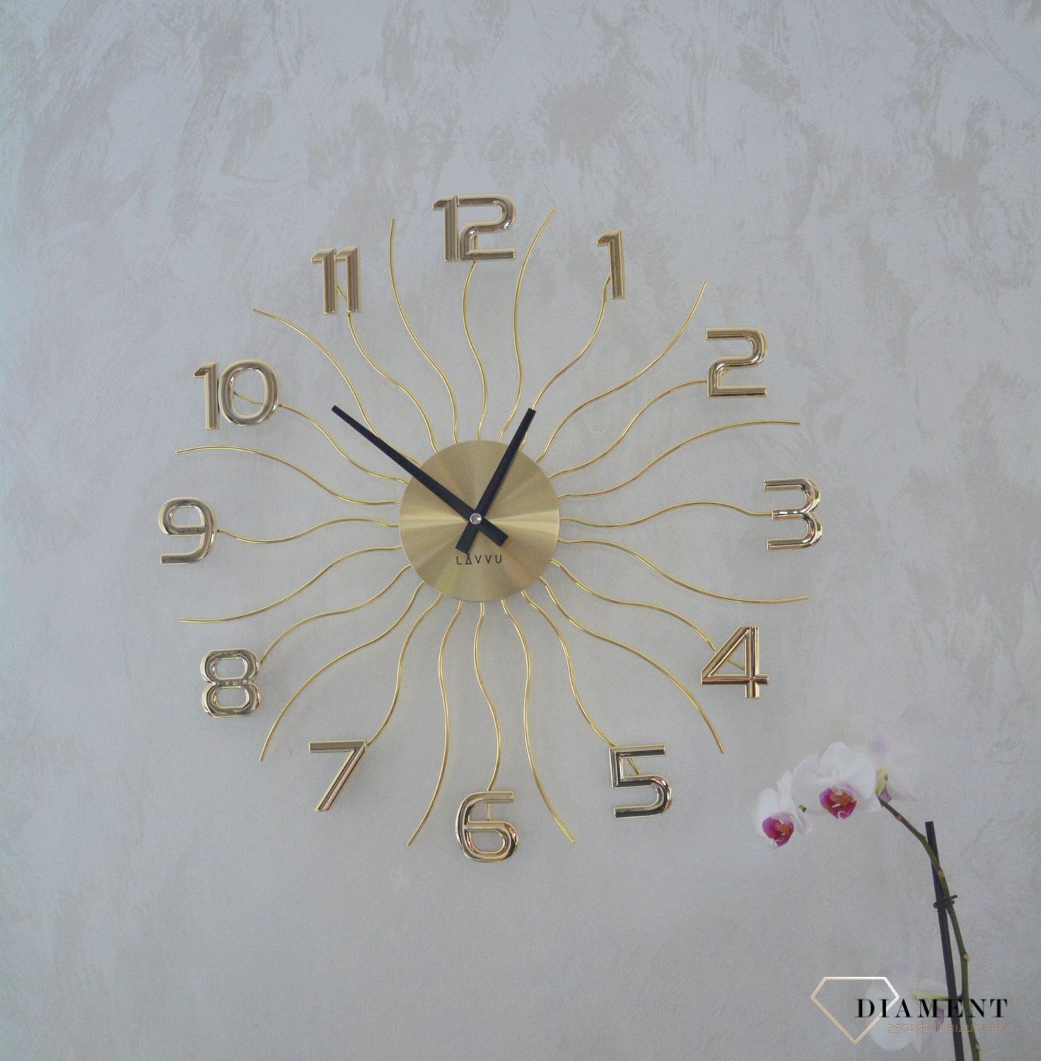 Zegar ścienny LAVVU Sun LCT1221 ✅ Nowoczesny zegar na ścianę w kolorze złotym ✅.jpg