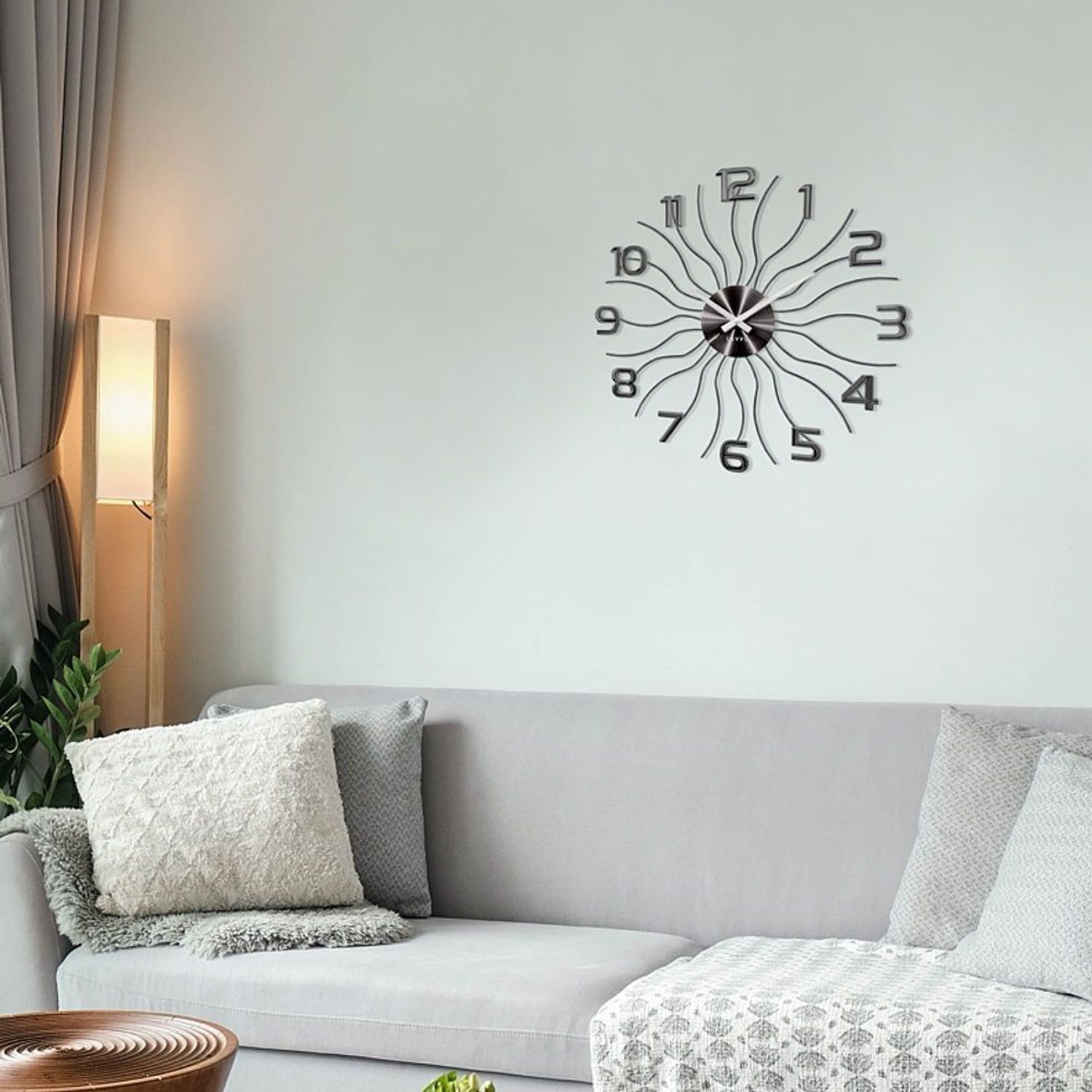 Zegar ścienny 49cm z kryształkami Cristal LAVVU  antracytowy LCT1222.jpg