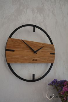 Zegar ścienny okrągły do salonu drewniany LCT4010 ✅ Zegar ścienny do salonu okrągły z wykorzystaniem drewna w kolorze dębu oraz czarny ✅ (5).JPG