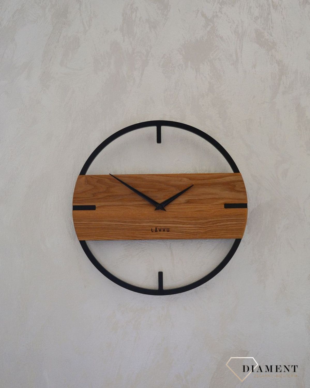 Zegar ścienny okrągły do salonu drewniany LCT4010.jpg