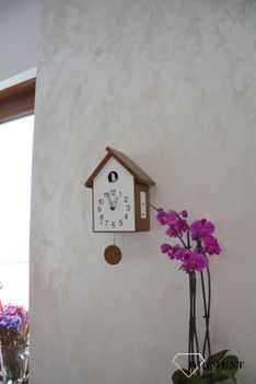 Zegar ścienny drewniany domek z kukułką LCT4020. Zegar drewniany na ścinę. Zegar ścienny z obudowy drewniane w kształcie drewna (3).JPG