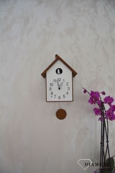 Zegar ścienny drewniany domek z kukułką LCT4020. Zegar drewniany na ścinę. Zegar ścienny z obudowy drewniane w kształcie drewna (4).JPG