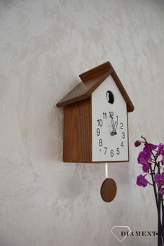 Zegar ścienny drewniany domek z kukułką LCT4020. Zegar drewniany na ścinę. Zegar ścienny z obudowy drewniane w kształcie drewna (5).JPG