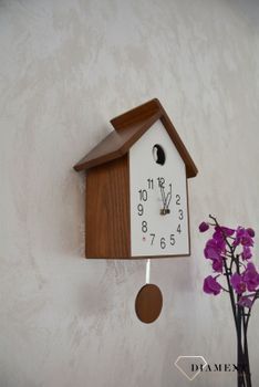 Zegar ścienny drewniany domek z kukułką LCT4020. Zegar drewniany na ścinę. Zegar ścienny z obudowy drewniane w kształcie drewna (6).JPG