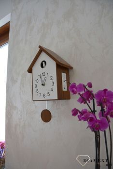 Zegar ścienny drewniany domek z kukułką LCT4020. Zegar drewniany na ścinę. Zegar ścienny z obudowy drewniane w kształcie drewna (7).JPG