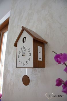 Zegar ścienny drewniany domek z kukułką LCT4020. Zegar drewniany na ścinę. Zegar ścienny z obudowy drewniane w kształcie drewna (8).JPG