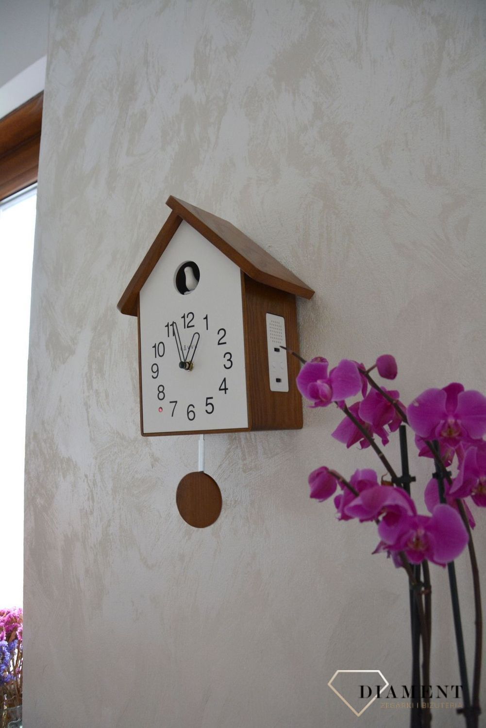 Zegar ścienny drewniany domek z kukułką LCT4020.jpg