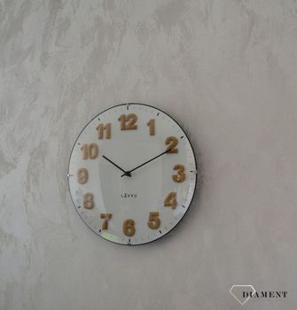 Zegar ścienny okrągły Lavvu szklany LCT4030 ✅ Zegar ścienny okrągły w szklanej formie z wyraźnymi drewnianymi cyframi ✅  (3).JPG