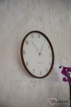Zegar ścienny okrągły drewniany z białą tarczą 35 cm bez szkła LCT4061 🕰 Zegar ścienny wykonany z drewna w okrągłej obudowie 🕰 (2).JPG