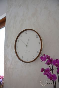 Zegar ścienny okrągły drewniany z białą tarczą 35 cm bez szkła LCT4061 🕰 Zegar ścienny wykonany z drewna w okrągłej obudowie 🕰 (6).JPG