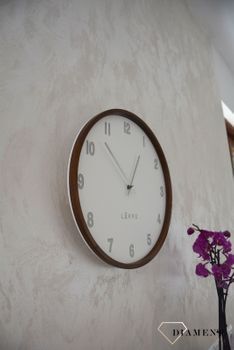 Zegar ścienny okrągły drewniany z białą tarczą 35 cm bez szkła LCT4061 🕰 Zegar ścienny wykonany z drewna w okrągłej obudowie 🕰 (7).JPG