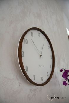Zegar ścienny okrągły drewniany z białą tarczą 35 cm bez szkła LCT4061 🕰 Zegar ścienny wykonany z drewna w okrągłej obudowie 🕰 (9).JPG