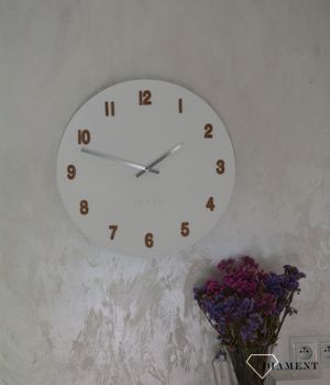 Zegar ścienny okrągły w białym kolorze z dodatkiem drewna LCT4070 ✅ Zegar ścienny to idealna ozdoba do salonu w nowoczesnym stylu ✅ (1).JPG