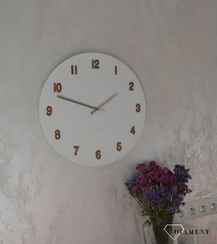 Zegar ścienny okrągły w białym kolorze z dodatkiem drewna LCT4070 ✅ Zegar ścienny to idealna ozdoba do salonu w nowoczesnym stylu ✅ (4).JPG