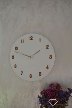 Zegar ścienny okrągły w białym kolorze z dodatkiem drewna LCT4070 ✅ Zegar ścienny to idealna ozdoba do salonu w nowoczesnym stylu ✅ (6).JPG