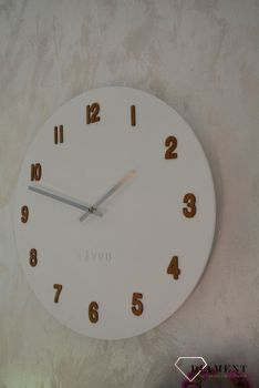 Zegar ścienny okrągły w białym kolorze z dodatkiem drewna LCT4070 ✅ Zegar ścienny to idealna ozdoba do salonu w nowoczesnym stylu ✅ (7).JPG