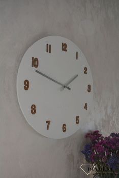 Zegar ścienny okrągły w białym kolorze z dodatkiem drewna LCT4070 ✅ Zegar ścienny to idealna ozdoba do salonu w nowoczesnym stylu ✅ (8).JPG