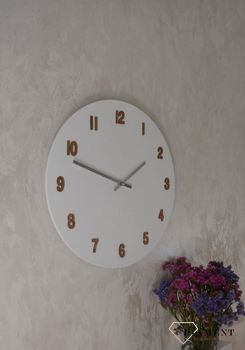 Zegar ścienny okrągły w białym kolorze z dodatkiem drewna LCT4070 ✅ Zegar ścienny to idealna ozdoba do salonu w nowoczesnym stylu ✅ (9).JPG