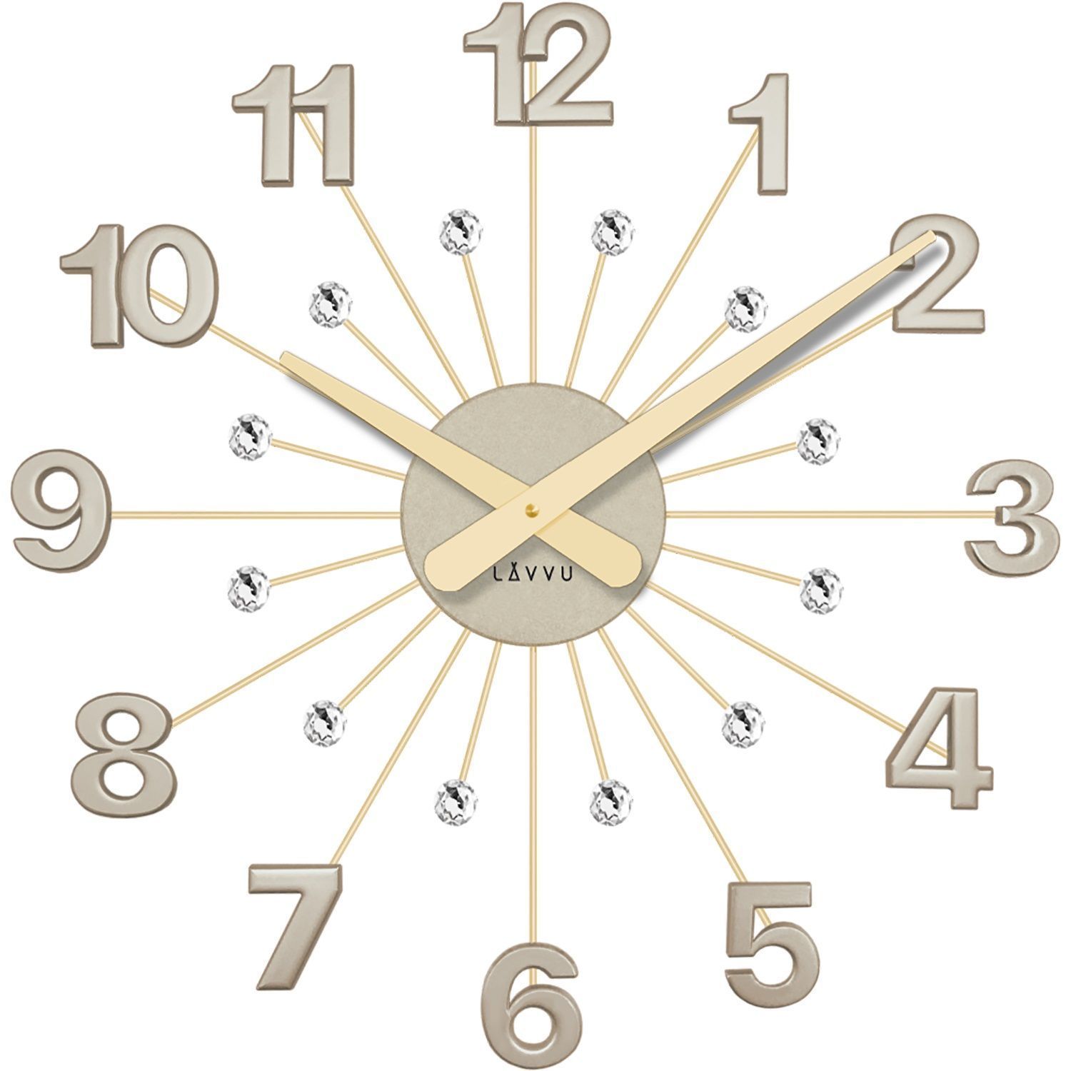 Zegar ścienny z kryształkami LAVVU LCT5013 - 49 cm. Zegar ścienny. Zegar do salonu. Duży zegar ścienny do biura. Zegar ścienny z kryształkami. Nowoczesny zegar ścienny na prezent..jpg