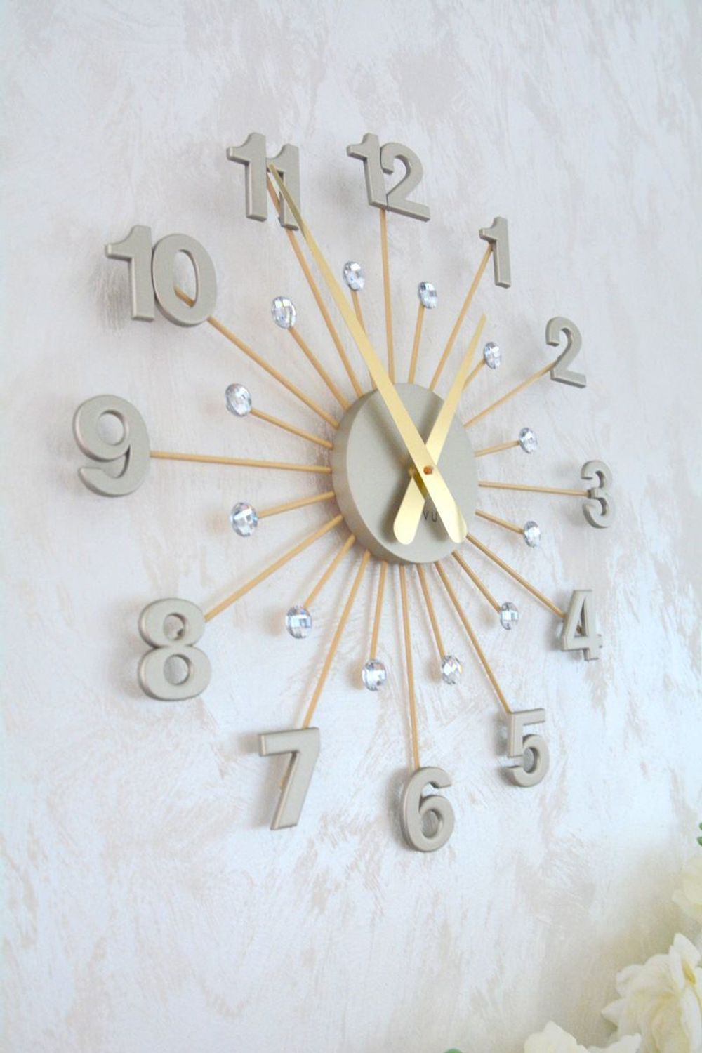 Zegar ścienny z kryształkami LAVVU LCT5013 - 49 cm. Zegar ścienny. Zegar do salonu. Duży zegar ścienny do biura. Zegar ścienny z kryształkami. Nowoczesny zegar ścienny na prezent..jpg
