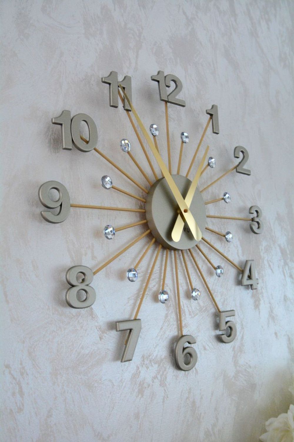 Zegar ścienny z kryształkami LAVVU LCT5013 - 49 cm. Zegar ścienny. Zegar do salonu. Duży zegar ścienny do biura. Zegar ścienny z kryształkami. Nowoczesny zegar ścienny na prezent..jpg