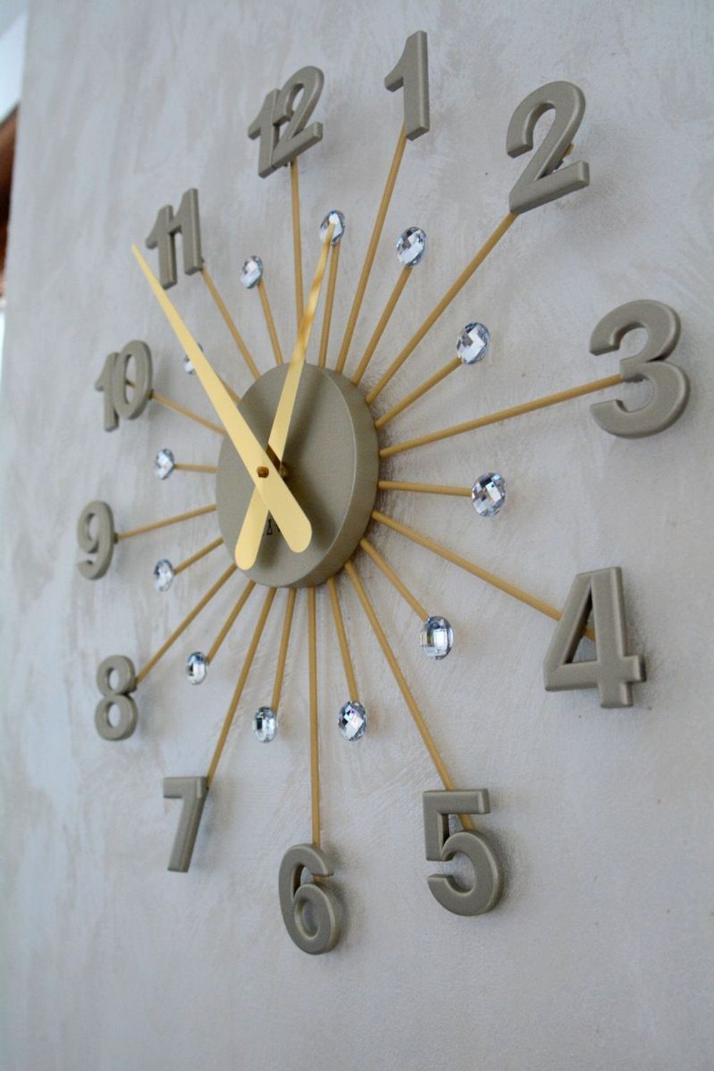 Zegar ścienny z kryształkami LAVVU LCT5013 - 49 cm. Zegar ścienny. Zegar do salonu. Duży zegar ścienny do biura. Zegar ścienny z kryształkami. Nowoczesny zegar ścienny na prezent..jpg
