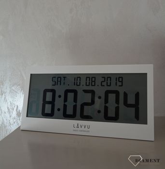 Zegar cyfrowy sterowany falą radiową LAVVU biały LCX0010 ✅ Zegar cyfrowy w białym kolorze w prostokątnej obudowie ✅ (11).JPG