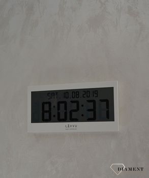 Zegar cyfrowy sterowany falą radiową LAVVU biały LCX0010 ✅ Zegar cyfrowy w białym kolorze w prostokątnej obudowie ✅ (15).JPG
