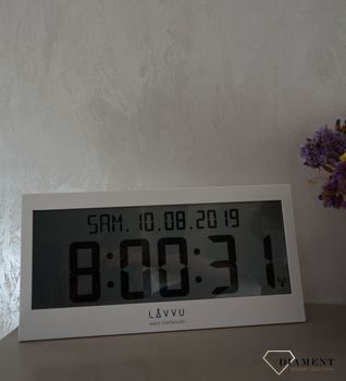 Zegar cyfrowy sterowany falą radiową LAVVU biały LCX0010 ✅ Zegar cyfrowy w białym kolorze w prostokątnej obudowie ✅ (2).JPG