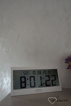 Zegar cyfrowy sterowany falą radiową LAVVU biały LCX0010 ✅ Zegar cyfrowy w białym kolorze w prostokątnej obudowie ✅ (5).JPG