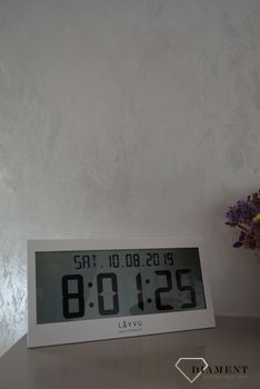 Zegar cyfrowy sterowany falą radiową LAVVU biały LCX0010 ✅ Zegar cyfrowy w białym kolorze w prostokątnej obudowie ✅ (7).JPG