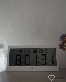 Zegar cyfrowy sterowany falą radiową LAVVU biały LCX0010 ✅ Zegar cyfrowy w białym kolorze w prostokątnej obudowie ✅ (8).JPG