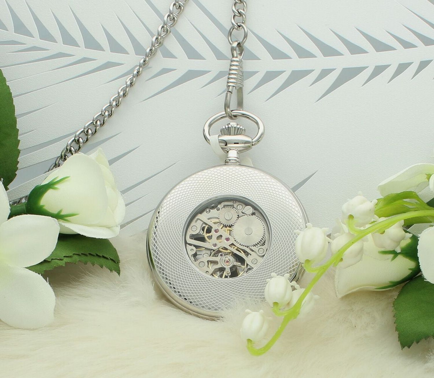 Zegarek męski kieszonkowy JVD LK16 ze stalową kopertą, szkłem mineralnym hartowanym i mechanicznym mechanizmem P2650-S. Elegancki zegarek kieszonkowy z cyframi arabskimi, 1.jpg