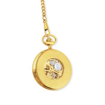 Zegarek męski pozłacany JVD LK17 ze stalową kopertą z powłoką PVDIPGold, szkłem mineralnym hartowanym i mechanicznym mechanizmem P2650-S. Elegancki zegarek kieszonkowy z cyframi arabskimi.3.jpg