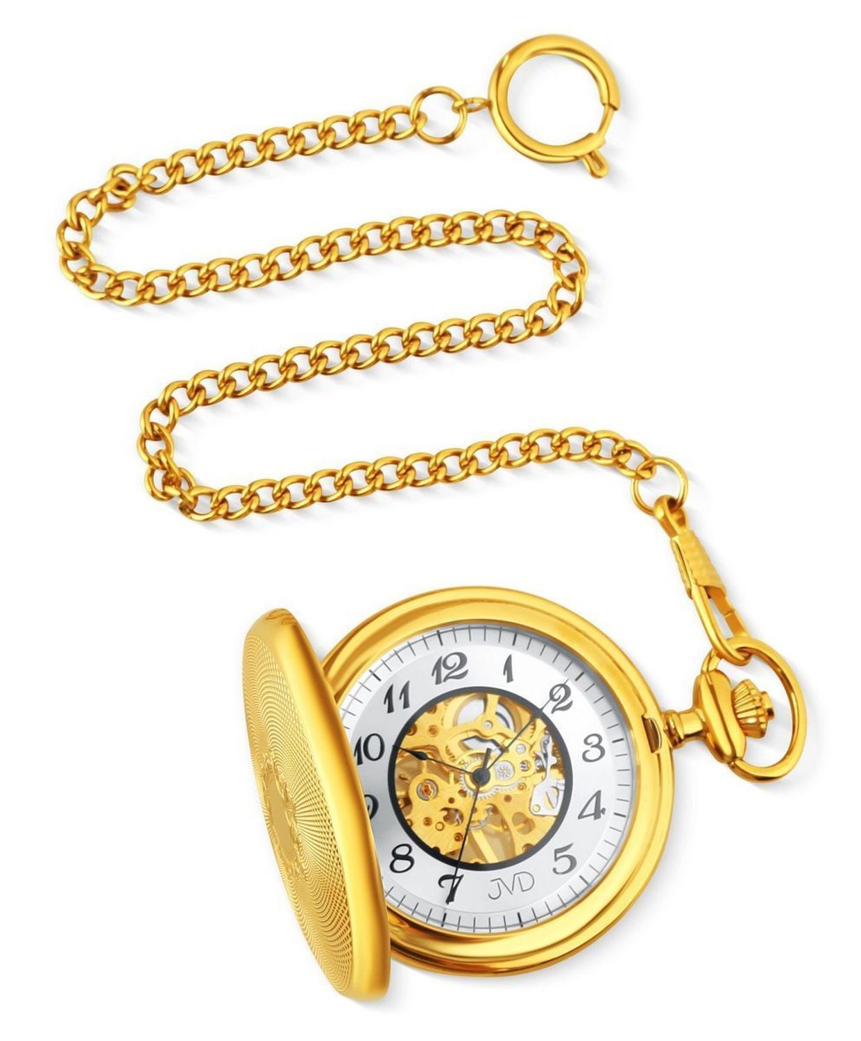 Zegarek męski pozłacany JVD LK17 ze stalową kopertą z powłoką PVDIPGold, szkłem mineralnym hartowanym i mechanicznym mechanizmem P2650-S. Elegancki zegarek kieszonkowy z cyframi arabskimi.1.jpg