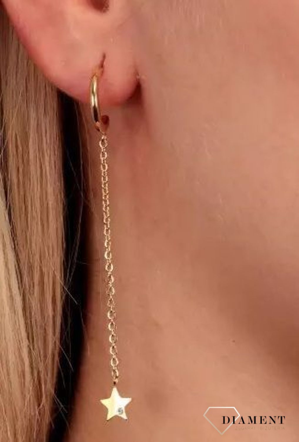 Kolczyk pozłacany gwiazdka na łańcuszku LA PETITE STORY LPS02ARQ167.jpg