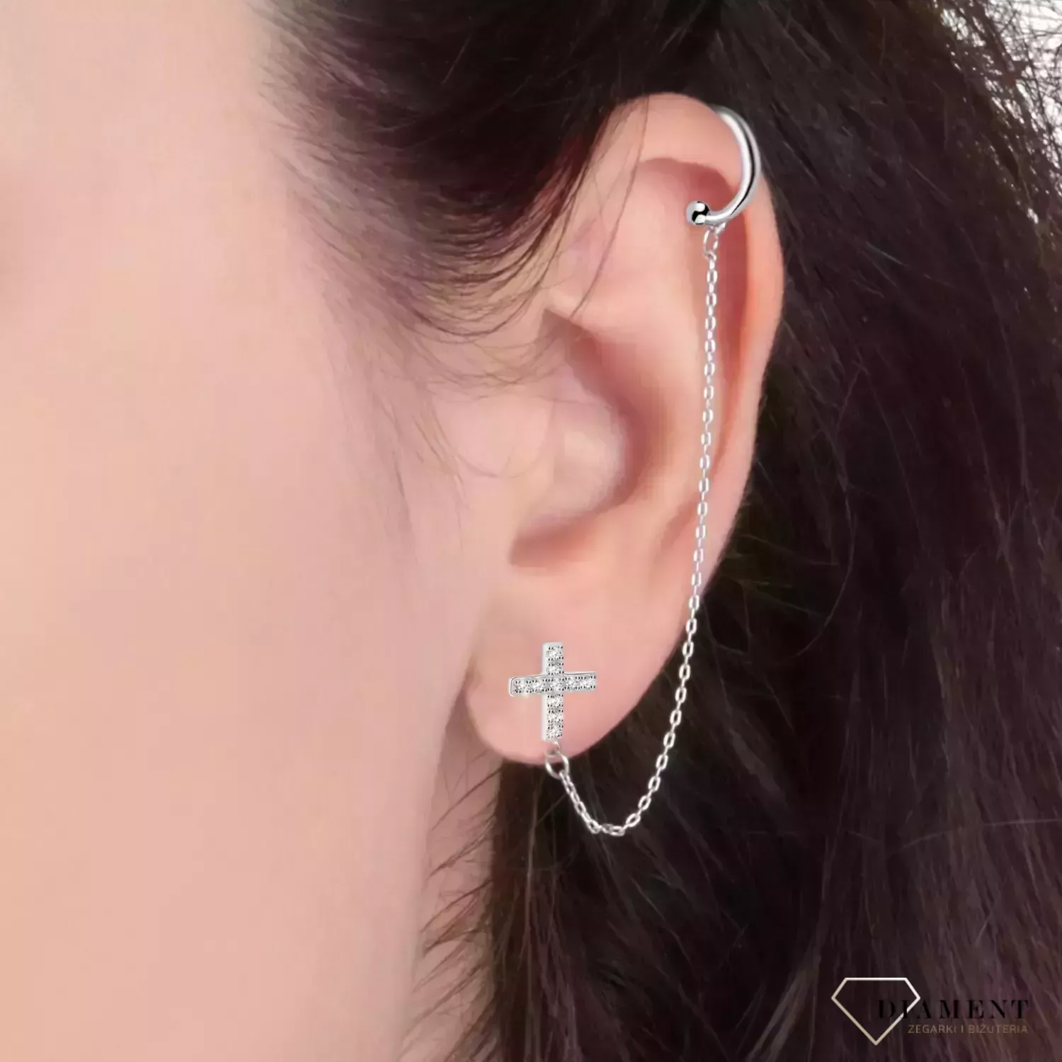 Kolczyk krzyżyk z cyrkoniami La Petite Story LPS02ARQ99 2.webp