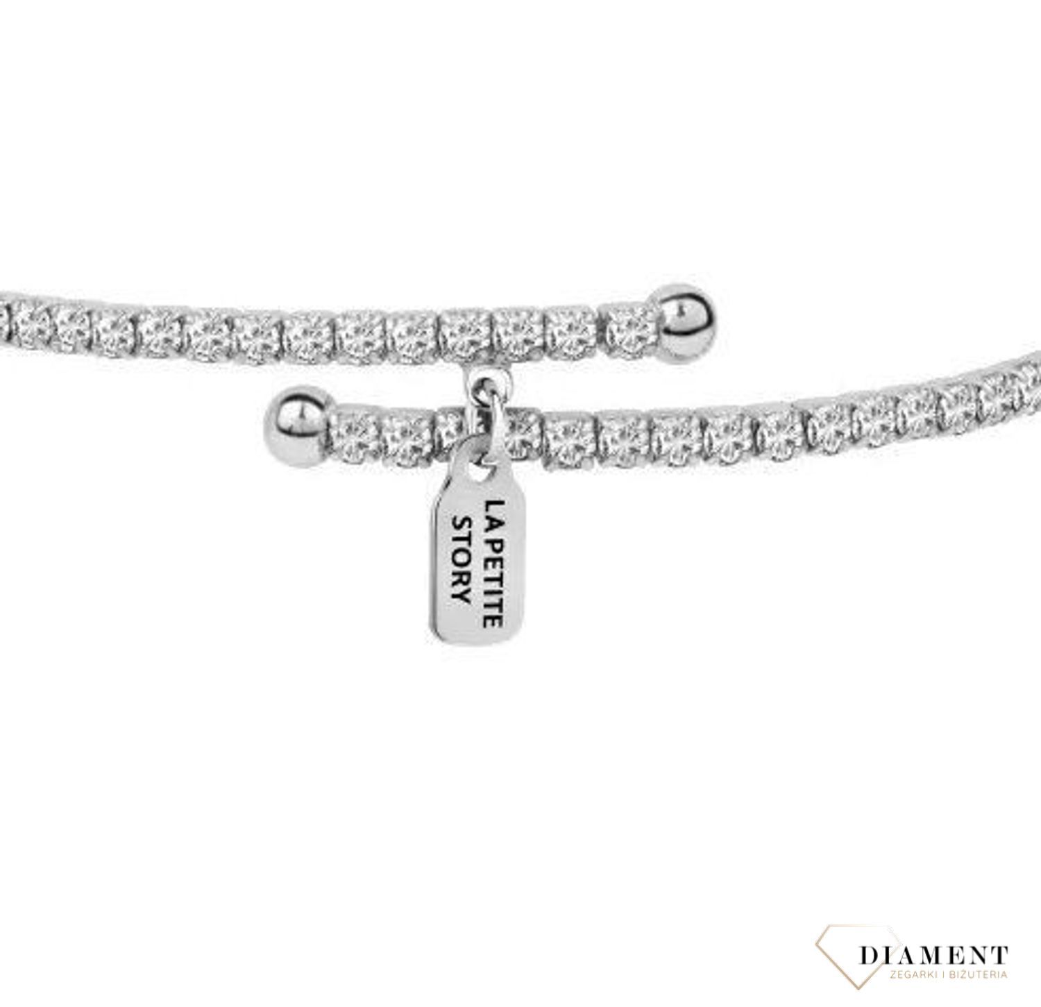 Bransoletka damska motylek z cyrkonią LA PETITE STORY LPS05ASE05. Bransoletka o podstawie w kształcie koła. Bransoletka damska ozdobiona cyrkonią w kolorze białym (1).jpg