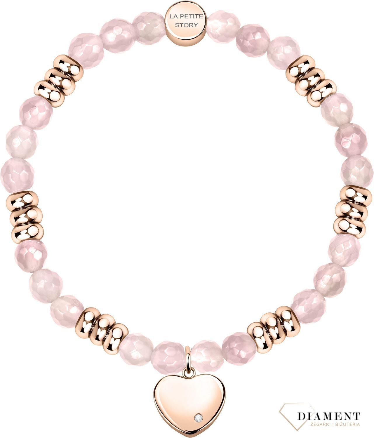 Bransoletka damska koraliki kwarc różowy LA PETITE STORY LPS05ATA18. Bransoletka damska w eleganckim stylu, składa się z kamieni naturalnych w kolooni (3).jpg