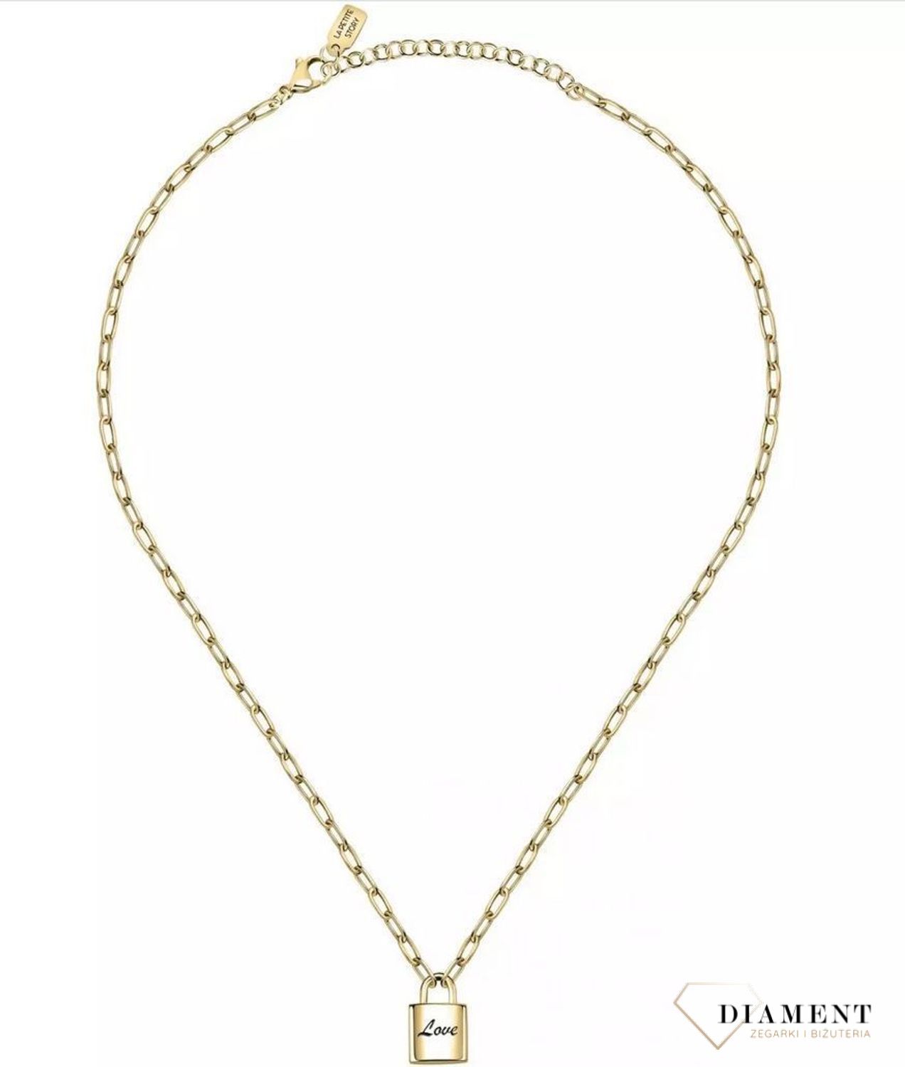 Naszyjnik damski stalowy pozłacany z kłódką LA PETITE STORY LPS10ASD04 (1).jpg