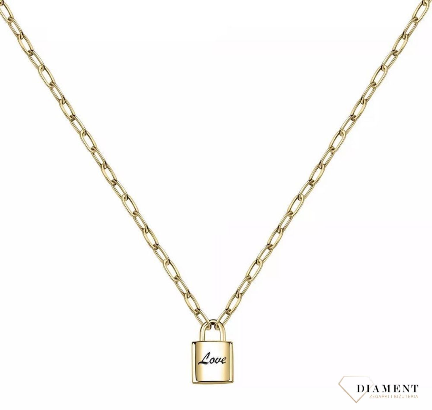 Naszyjnik damski stalowy pozłacany z kłódką LA PETITE STORY LPS10ASD04 (1).jpg