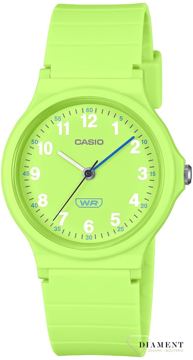 Zegarek Casio Classic na pasku LQ-24B-3BEF limonka. Zielony mały zegarek. Minimalistyczny zegarek Casio. Tani zegarek Casio. Zegarek dziecięcy. Kolorowy zegarek limonkowy. Zegarek z cyframi. CASIO Collection STANDARD. Zegar1.jpg