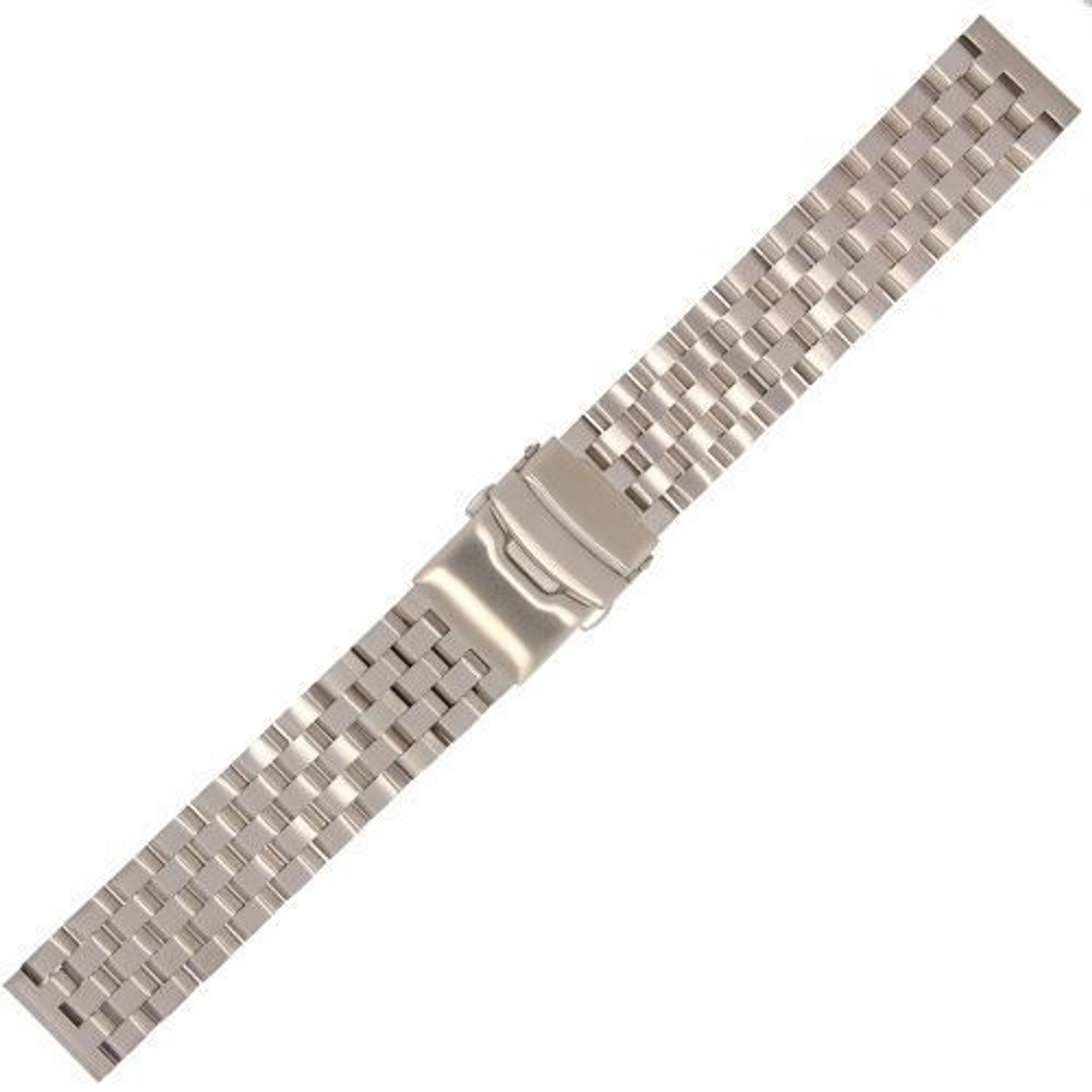 Elegancka bransoleta stalowa do zegarka LAVVU LS1BS22 o szerokości 22 mm i długości 18,5 cm. Srebrna, uniwersalna, wykonana ze stali nierdzewnej z solidną klamerką. Idealna do zegarków klasycznych i smartwatchy.1.jpg