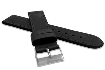 Elegancki pasek skórzany Lavvu LSAUB28 o szerokości 28 mm (zwężany do 26 mm) wykonany z wysokiej jakości skóry licowej TOP GRAIN. Czarny matowy, uniwersalny i wygodny do zegarków i smartwatchy.1.jpg