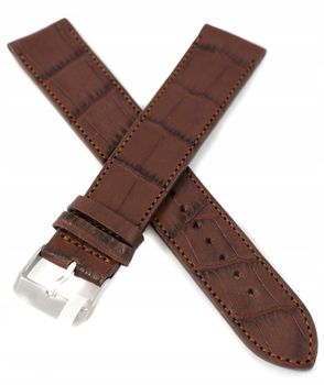 Elegancki pasek skórzany do zegarka LAVVU LSJXC22 o szerokości 22 mm i długości 21 cm. Brązowy kolor, srebrna klamerka, rozmiar XXL, trwały i wygodny. Idealny dodatek do zegarków klasycznych i smartwatchy.1.jpg