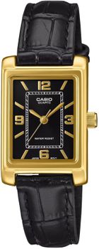 Zegarek Casio zegarek damski złoty czarna tarcza skórzany pasek 23 mms.jpg