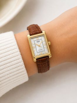 Casio LTP-1234PGL-7AEG – elegancki zegarek damski ze złotą kopertą, srebrną tarczą i brązowym paskiem ze skóry naturalnej. Klasyczny styl Casio..jpg