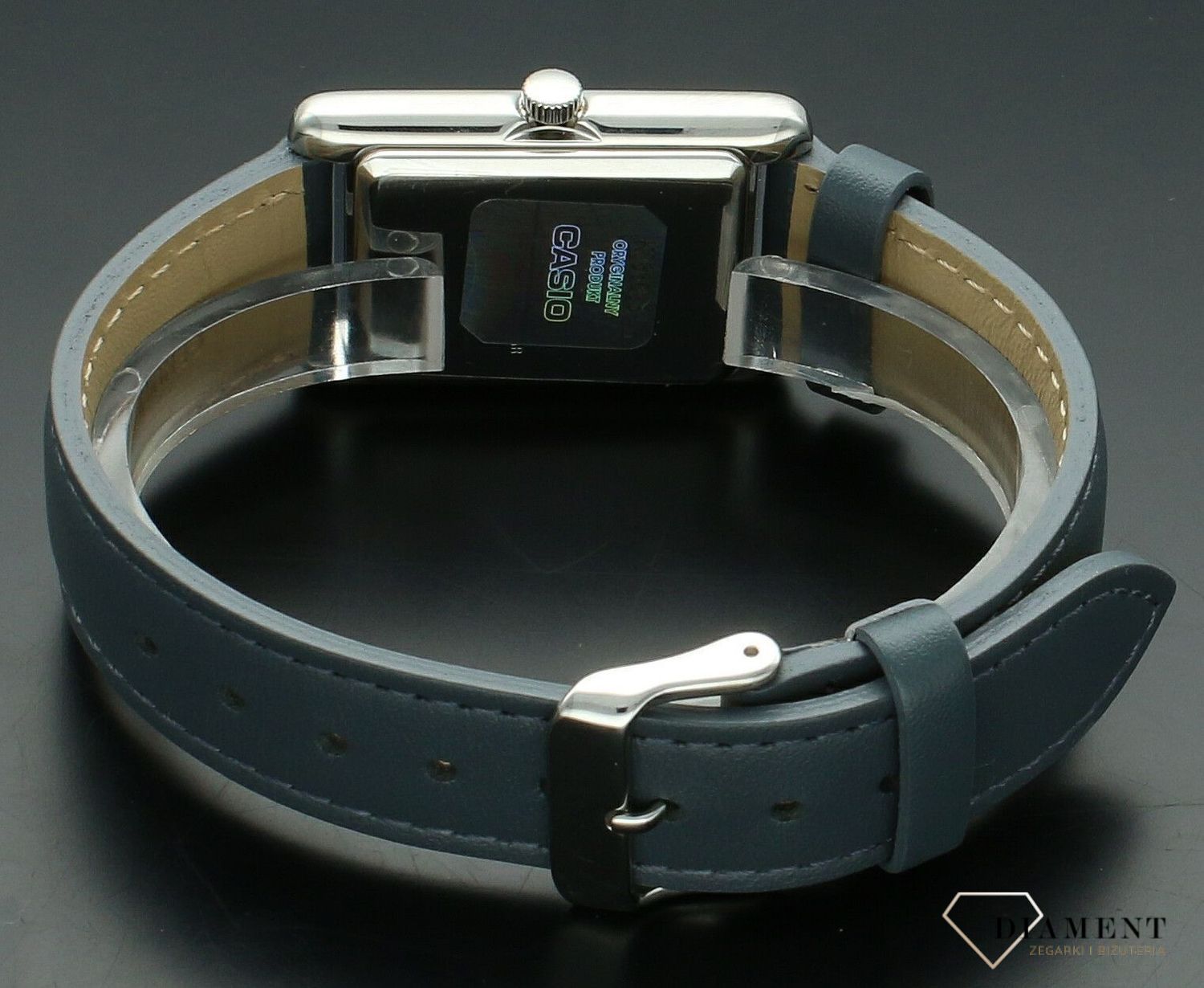 Zegarek damski Casio Classic LTP-B165L-2BVEF na szarym pasku. Zegarek damski klasyczny Casio. Zegarek Casio z rzymskimi cyframi. Zegarek z tarczą w kolorze Tiffany Blue. Zegarek damski klasyczny na pasku..jpg